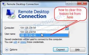 how to delete remote desktop history windows 10