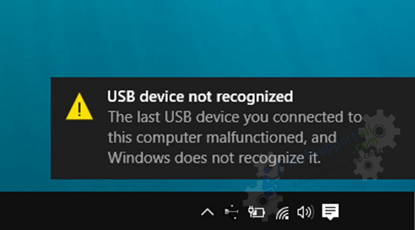 USB Device Not Recognized Popup