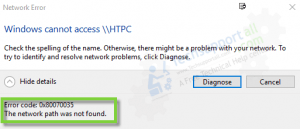 Error Code 0x80070035 the Network Path Was Not Found