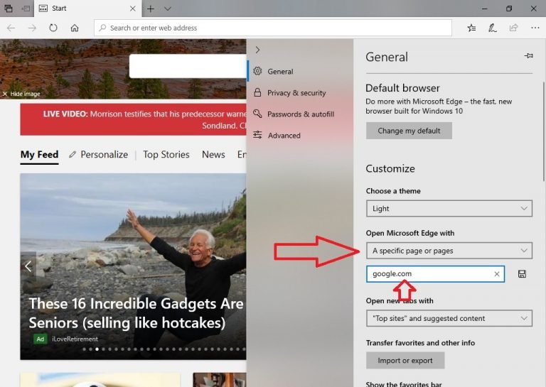 how to set google as homepage in firefox