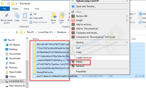 delete temp files windows 10