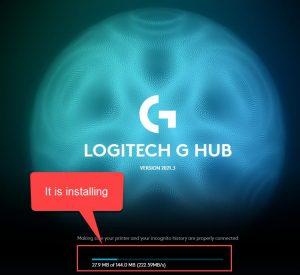 logitech g hub installing updates stuck