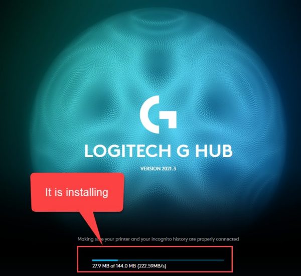 logitech g hub forever installing updates
