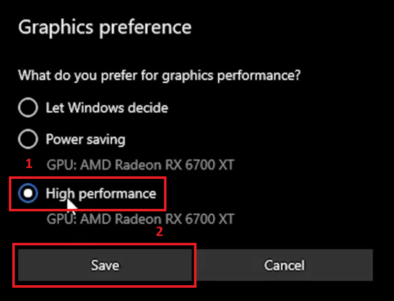 high performance option save