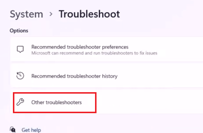 look for other troubleshooters
