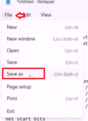 save notepad file