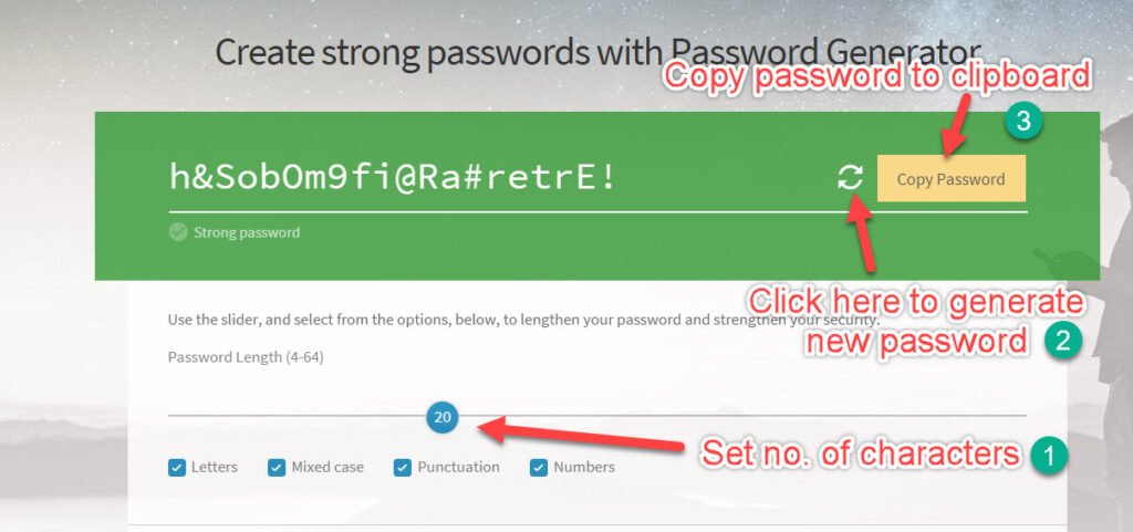 Strong password generator